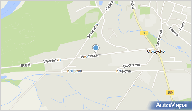 Obrzycko, Wroniecka, mapa Obrzycko