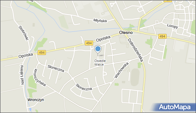 Olesno, Wrzosowa, mapa Olesno
