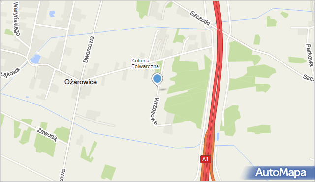 Ożarowice, Wrzosowa, mapa Ożarowice