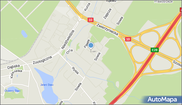 Szczecin, Wróbla, mapa Szczecina