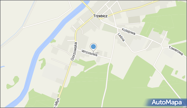 Trzebicz gmina Drezdenko, Wrzosowa, mapa Trzebicz gmina Drezdenko