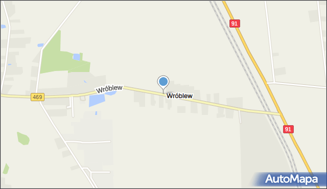 Wróblew gmina Ozorków, Wróblew, mapa Wróblew gmina Ozorków