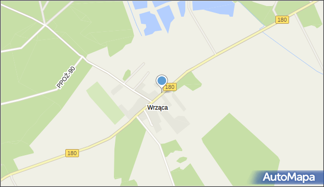 Wrząca gmina Trzcianka, Wrząca, mapa Wrząca gmina Trzcianka