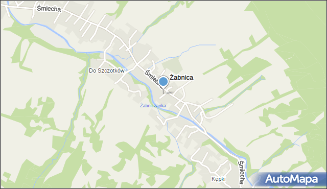 Żabnica gmina Węgierska Górka, Wrzosowa, mapa Żabnica gmina Węgierska Górka