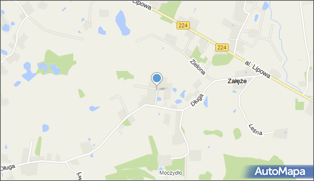 Załęże gmina Przodkowo, Wrzosowa, mapa Załęże gmina Przodkowo