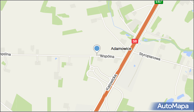 Adamowice gmina Mszczonów, Wspólna, mapa Adamowice gmina Mszczonów