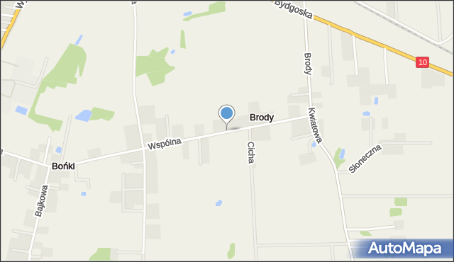 Brody gmina Płońsk, Wspólna, mapa Brody gmina Płońsk