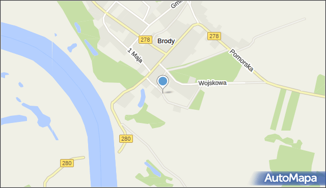 Brody gmina Sulechów, Wschodnia, mapa Brody gmina Sulechów