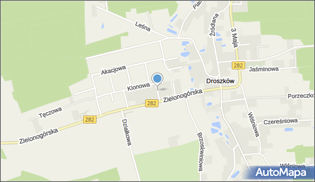 Droszków gmina Zabór, Wspólna, mapa Droszków gmina Zabór