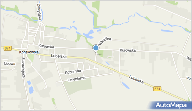 Końskowola, Wschodnia, mapa Końskowola