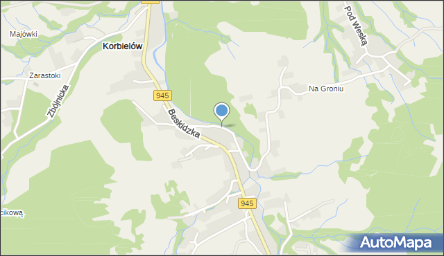 Korbielów, Wspólna, mapa Korbielów