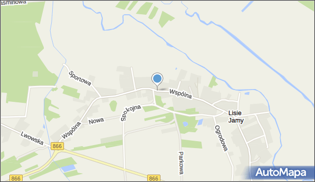 Lisie Jamy gmina Lubaczów, Wspólna, mapa Lisie Jamy gmina Lubaczów