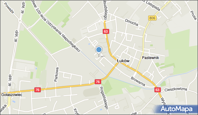 Łuków, Wspólna, mapa Łuków