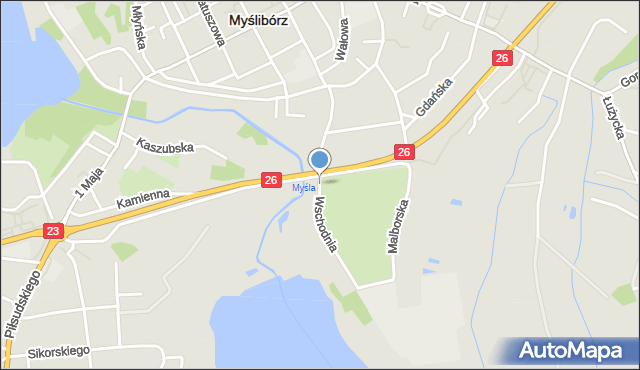 Myślibórz, Wschodnia, mapa Myślibórz