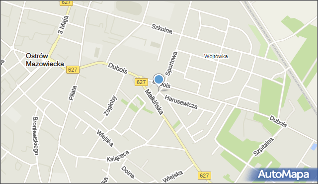Ostrów Mazowiecka, Wspólna, mapa Ostrów Mazowiecka