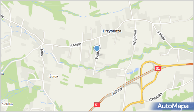 Przybędza, Wspólna, mapa Przybędza