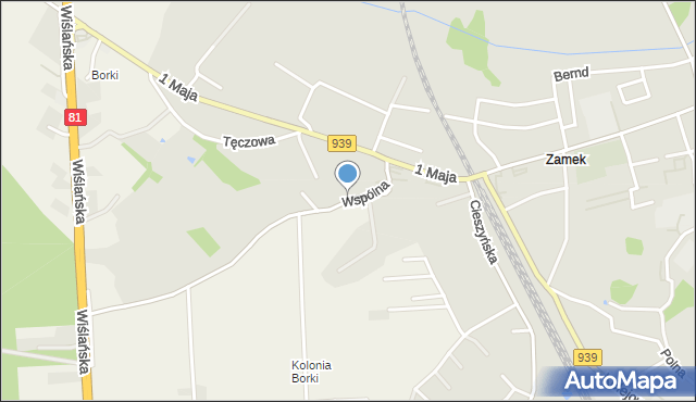Strumień powiat cieszyński, Wspólna, mapa Strumień powiat cieszyński