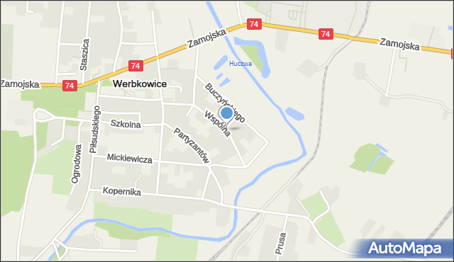 Werbkowice, Wspólna, mapa Werbkowice