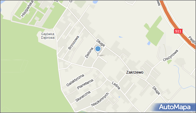 Zakrzewo gmina Dopiewo, Wspólna, mapa Zakrzewo gmina Dopiewo
