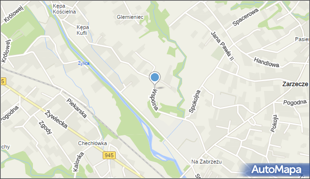 Zarzecze gmina Łodygowice, Wspólna, mapa Zarzecze gmina Łodygowice
