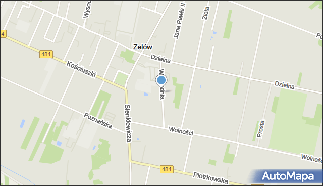 Zelów, Wschodnia, mapa Zelów