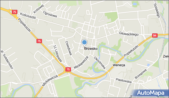 Brzesko, Wyszyńskiego Stefana, ks. kard., mapa Brzesko