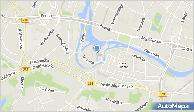 Bydgoszcz, Wyspa Młyńska, mapa Bydgoszczy