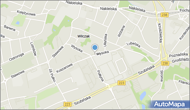 Bydgoszcz, Wysoka, mapa Bydgoszczy