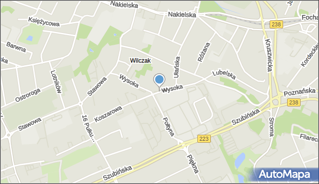 Bydgoszcz, Wysoka, mapa Bydgoszczy