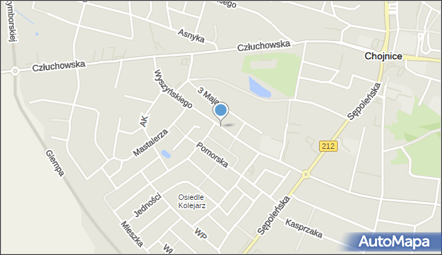 Chojnice, Wyszyńskiego Stefana, ks. kard., mapa Chojnic