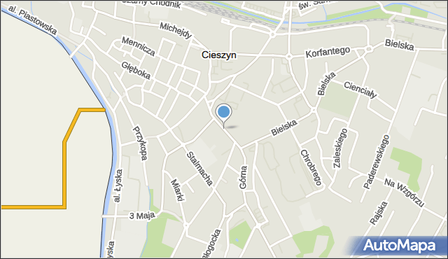 Cieszyn, Wyższa Brama, mapa Cieszyna