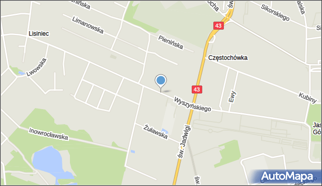 Częstochowa, Wyszyńskiego Stefana, ks. kard., mapa Częstochowy