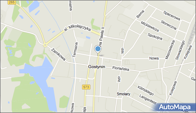 Gostynin, Wyszyńskiego Stefana, ks. kard., mapa Gostynin