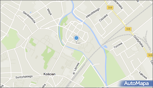 Kościan, Wyszyńskiego Stefana, ks. prym. kard., mapa Kościan