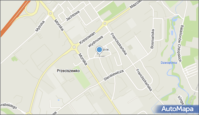 Koszalin, Wydmowa, mapa Koszalina