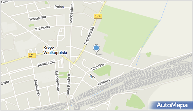 Krzyż Wielkopolski, Wybickiego Józefa, gen., mapa Krzyż Wielkopolski