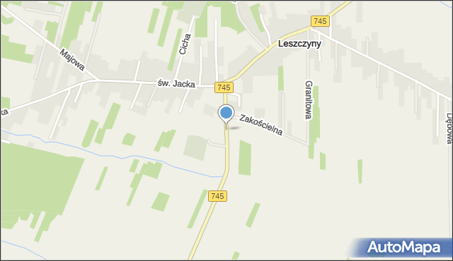 Leszczyny gmina Górno, Wybranieckich, mapa Leszczyny gmina Górno