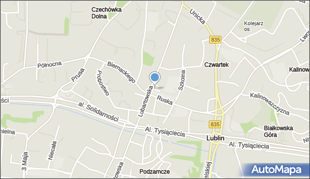 Lublin, Wysoka, mapa Lublina