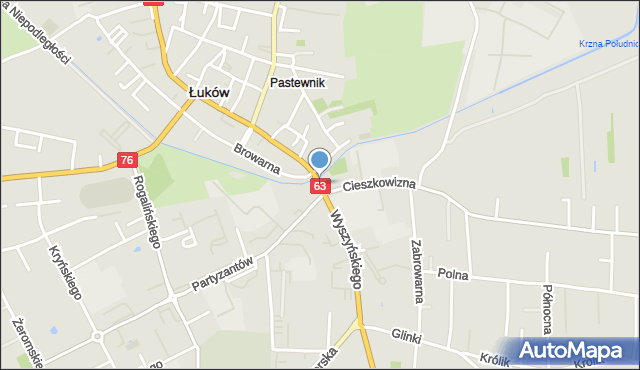 Łuków, Wyszyńskiego Stefana, ks. kard., mapa Łuków