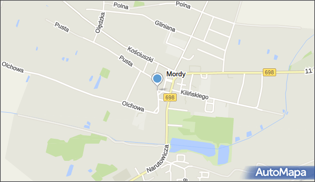 Mordy, Wyszyńskiego Stefana, ks. kard., mapa Mordy