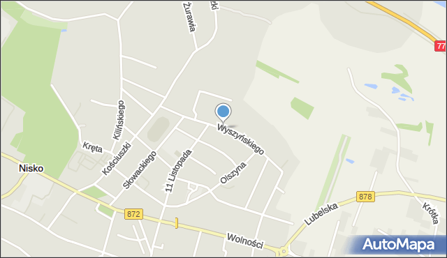 Nisko, Wyszyńskiego Stefana, ks. prym. kard., mapa Nisko