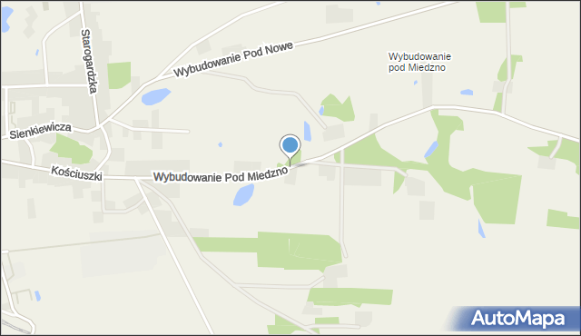 Osie, Wybudowanie Pod Miedzno, mapa Osie