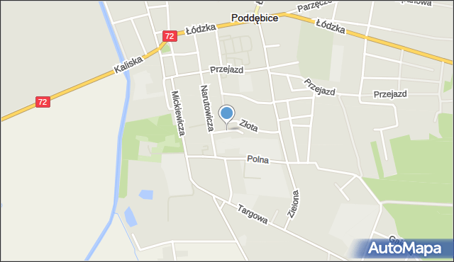 Poddębice, Wyzwolenia, mapa Poddębice