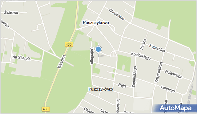 Puszczykowo powiat poznański, Wydmowa, mapa Puszczykowo powiat poznański