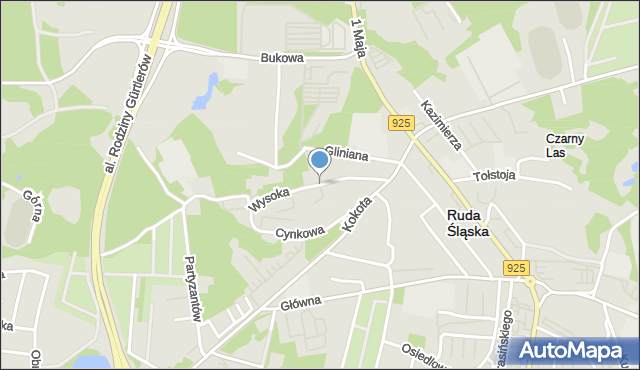 Ruda Śląska, Wysoka, mapa Rudy Śląskiej