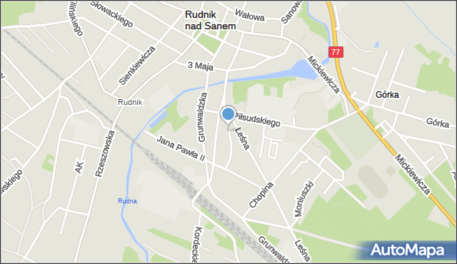 Rudnik nad Sanem, Wyszyńskiego Stefana, ks. prym. kard., mapa Rudnik nad Sanem