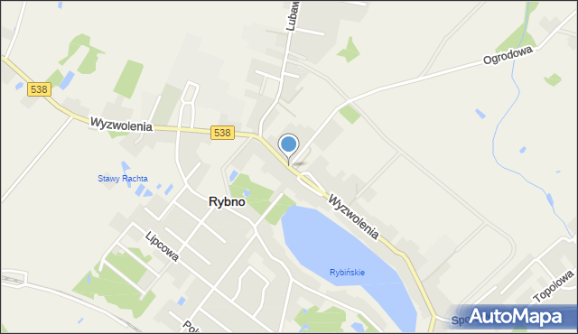 Rybno powiat działdowski, Wyzwolenia, mapa Rybno powiat działdowski