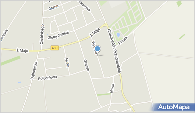 Sieradz, Wysoka, mapa Sieradz