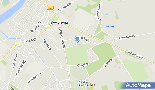 Skwierzyna, Wyszyńskiego Stefana, ks. kard., mapa Skwierzyna