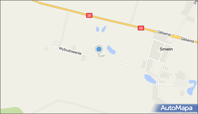 Śmielin, Wybudowanie, mapa Śmielin